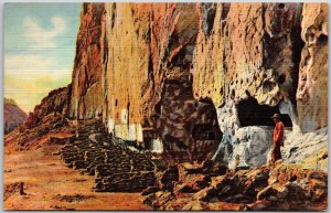 Frijoles New Mexico NM, North Wall Ruins, Ancient Ruins, Caves, Vintage Postcard