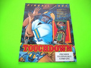 Touchdown Pinball Machine Flyer Vintage Retro Game Art Original 1984