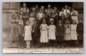 J87/ Salineville Ohio RPPC Postcard c1910 Columbiana School Students 1307