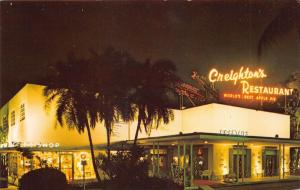 Fort Lauderdale Florida~Creighton's Restaurant @ Night~Gift Shop~1950s Roadside