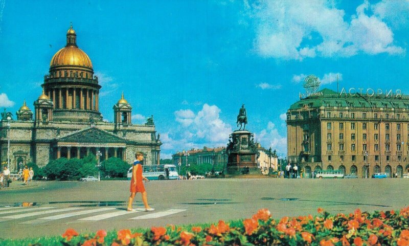 Russia Leningrad St Isaac's Square Vintage Postcard 07.50