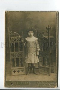 466376 RUSSIA girl at the church gate Vintage CABINET PHOTO