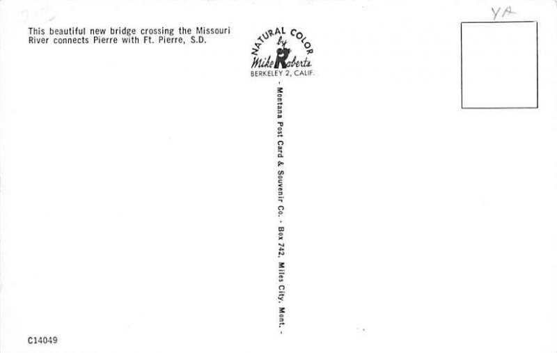 Missouri River bridge Pierre SD Postcard