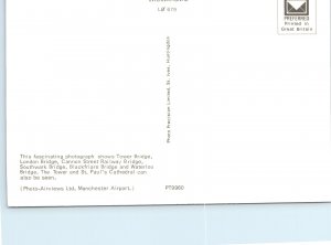 c1970s London, England Tower Bridge River Thames Aerial View Chrome 4x6 PC M24