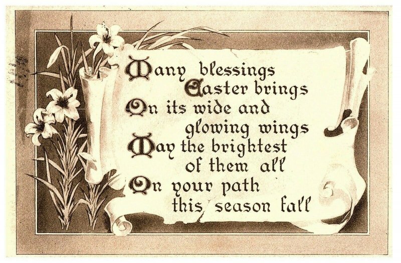 Many Blessings Easter Brings Vintage Postcard