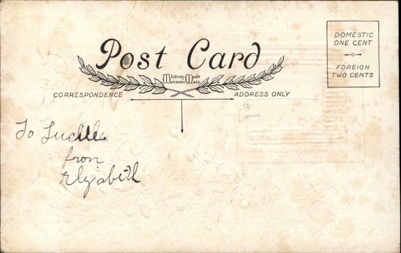 Christmas Children Playing Angel Embossed Whitney c1900s-20s Postcard