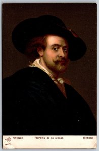 Vtg Firenze Artist Sir Peter Paul Rubens Self Portrait Florence Italy Postcard