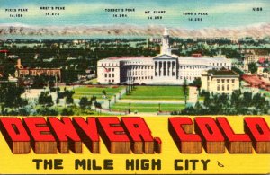 Colorado Greetings From Denver Large Letter Linen