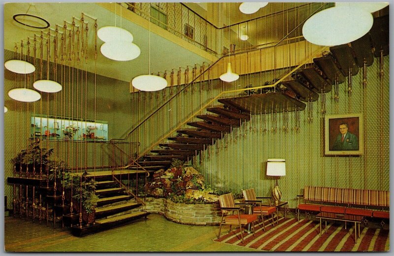 Postcard Peterborough Ontario c1960s Empress Hotel Main Stairway Lobby