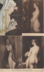 Sexy Nude Art Skeleton Theatre 4x Antique Risque Painting Postcard s