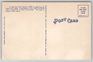 Salt Lake City Utah State Capitol at Night Postcard E24