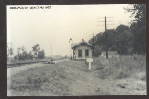 RPPC DEWITT MISSOURI RAILROAD DEPOT TRAIN STATION REAL PHOTO POSTCARD MO