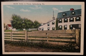 Vintage Postcard 1915-1930 Civil War, Bullet Holes in the Fence, Gettysburg, PA