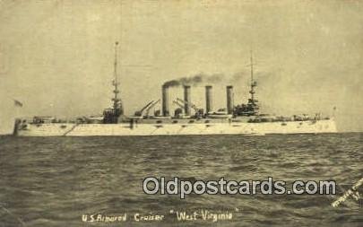 US Armored Cruiser, West Virginia Military Battleship writing on back crease ...