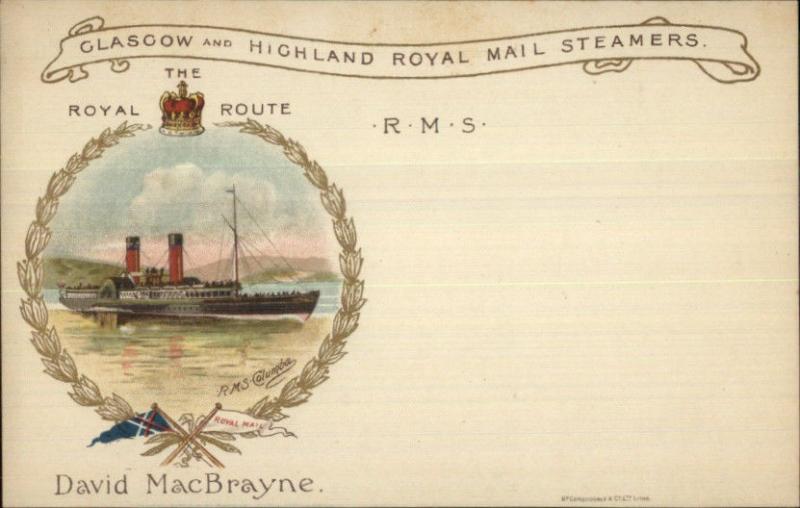 Glasgow & Highland Royal Mail Steamers David MacBrayne RMS Columba PC jrf