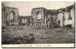 Old Postcard Vaubecourt Interior De L & # 39eglise Army