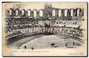 Old Postcard Arles inside bullfights Arenes