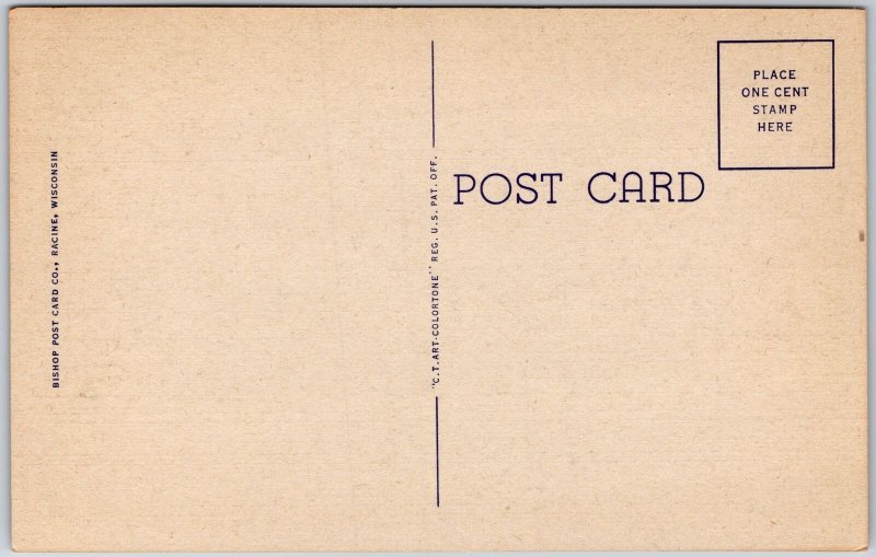 Waukegan Illinois, Lover's Lane, Washington Park, Pathway, Greenfield, Postcard