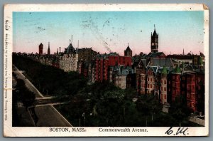 Postcard Boston MA c1907 Commonwealth Avenue CDS Flag Dorchester Center Station