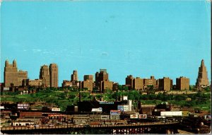 Kansas City MO Skyline from Viaduct KCK c1962 Vintage Postcard I33