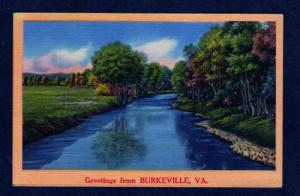 VA Greetings From BURKEVILLE VIRGINIA POSTCARD Linen