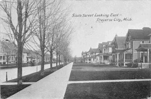 Sixth Street Looking East Traverse City Michigan 1908 postcard