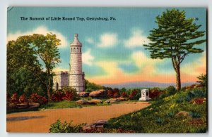 The Summit Of Little Round Top Gettysburg Pennsylvania Linen Postcard Unposted