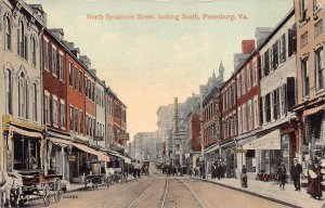 NORTH SYCAMORE STREET LOOK SOUTH PETERSBURG VIRGINIA POSTCARD 1914