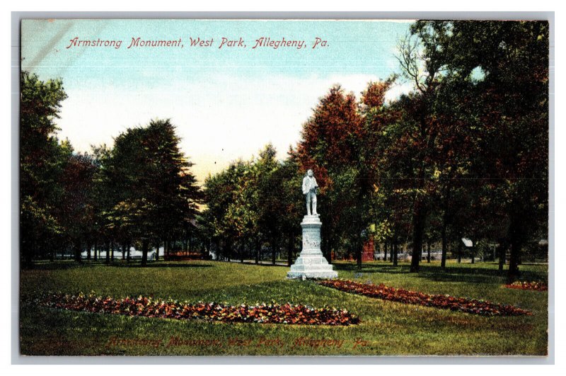 Armstrong Monument West Park Allegheny Pa. Pennsylvania Postcard 