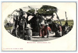 c1920's Mexican Hut House Family Wagon View Corpus Christi Texas TX Postcard