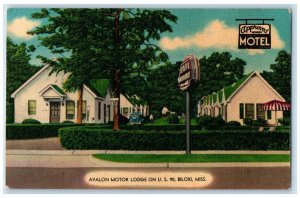 1953 Avalon Motor Lodge Gulf Beach Lighthouse Motel Biloxi Mississippi Postcard