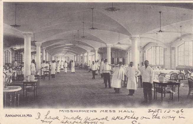 Mess Hall at Naval Academy - Annapolis MD, Maryland - pm 1906 - UDB