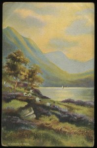 Dinas Lake, North Wales. 1908 artistic postcard