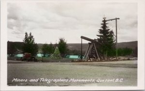 Quesnel BC Miners and Telegraphers Monuments Gowen Sutton RPPC Postcard H44