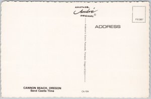 Sand Castles Haystack Rock Cannon Beach Oregon Coast OR Continental Postcard C10