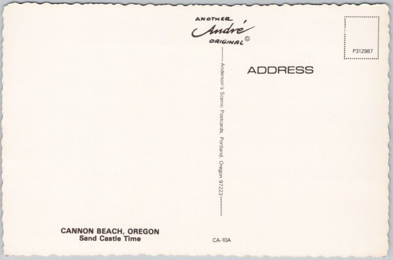 Sand Castles Haystack Rock Cannon Beach Oregon Coast OR Continental Postcard C10