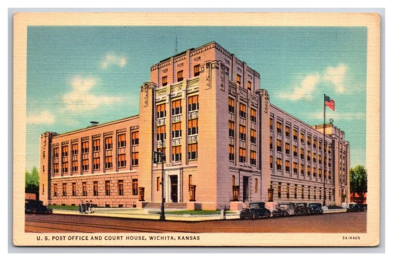 Post Office and Courthouse Wichita Kansas KS UNP Linen Postcard T21