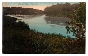 1907 Wabash River, Peru, IN Hand-Colored Postcard