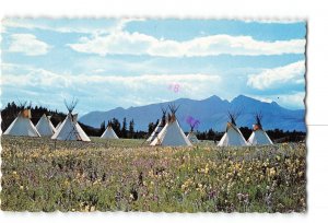 Morley Alberta Canada Vintage Postcard Teepee Village Stoney Indian Park