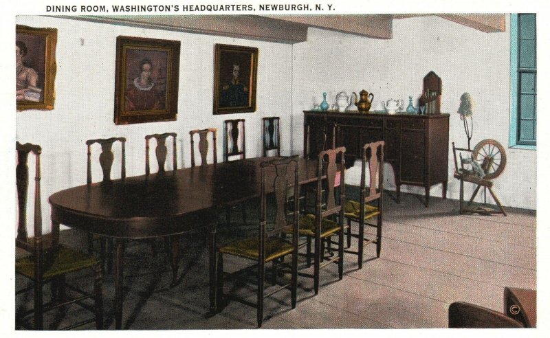 Vintage Postcard 1920's Dining Room Washington's Headquarters Newburgh New York