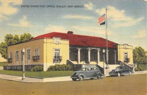GALLUP, New Mexico NM   POST OFFICE  40's Cars~Flags   SHAW DRUG STORE Postcard