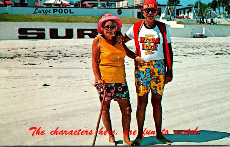 Florida Daytona Beach Old Couple On The Beach 1978