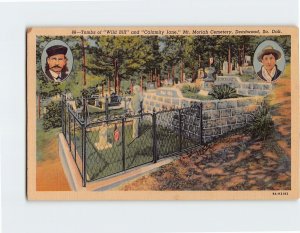 Postcard Tombs of Wild Bill and Calamity Jane Mt. Moriah Cemetery SD USA