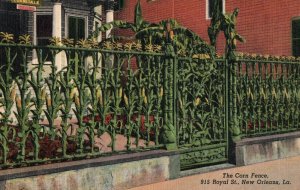 VINTAGE POSTCARD THE CORN FENCE IN OLD FRENCH QUARTERS NEW ORLEANS MAILED 1957