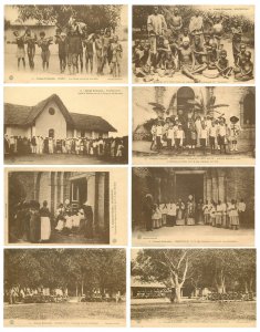 French Congo Brazzaville community life lot of 8 vintage postcards c.1910-1920`s 