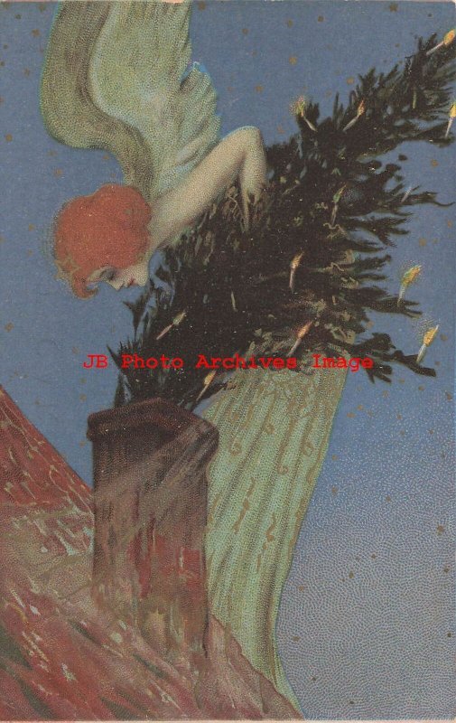 Raphael Kirchner, Hildesheimer No 5213, Christmas Angel, Art Nouveau,DA No E13-4 