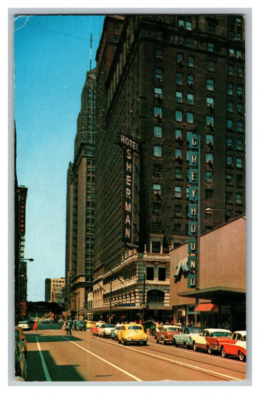 1960 Hotel Sherman Chicago Illinois Greyhound Bus Vintage Standard View Postcard 