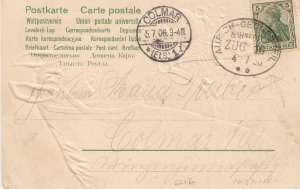 Horse, with flowers in the mouth Old vintage German, artist drawn PC. Embossed