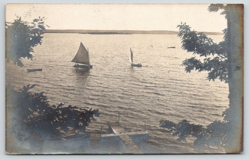 Rockland? WI~La Crosse River Sailboats~Dock~Janesville Mrs Fred G Eddy~1907 RPPC