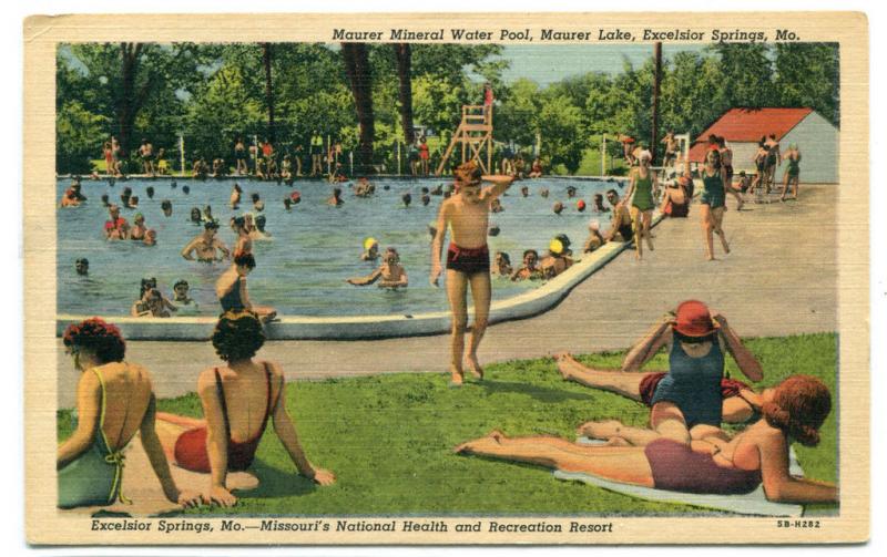 Swimming Pool Maurer Lake Excelsior Springs Missouri postcard